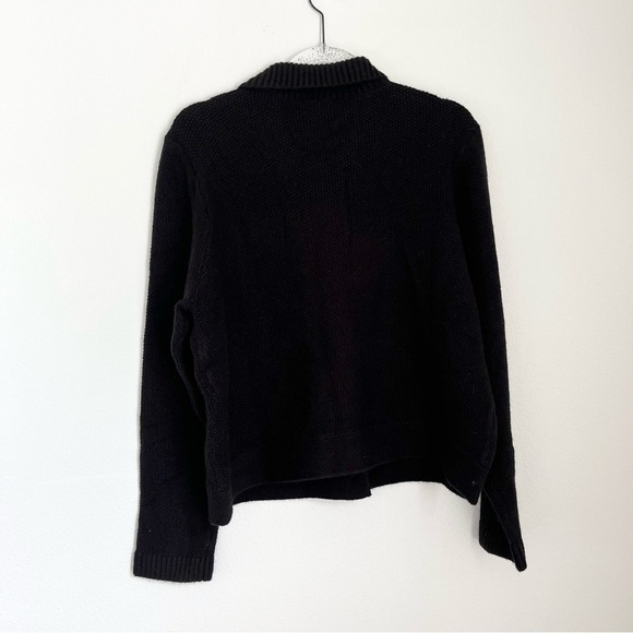 ANN TAYLOR Collared Cable Knet Sweater Black Jacket Size XL - Picture 8 of 13